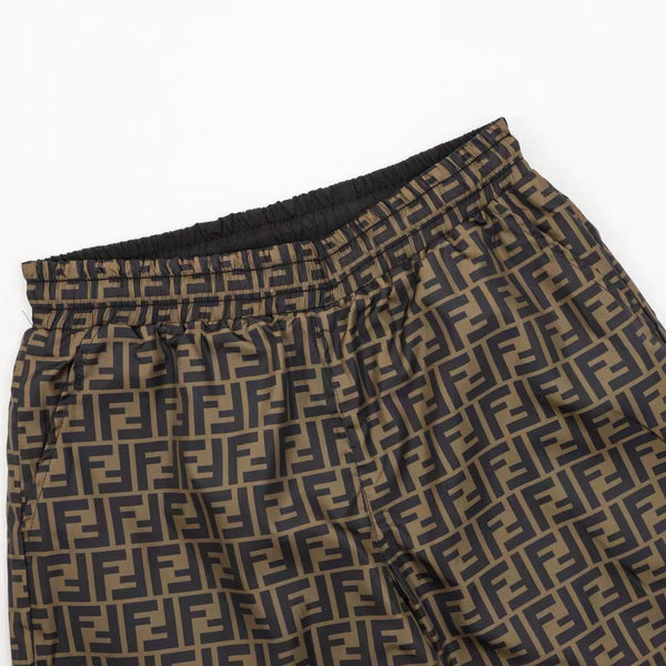 Fend Men Swim Short in Brown Nylon