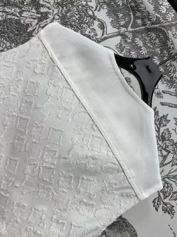 LV Fil Coupe Monogram Milky White Cotton Boxy Jacket