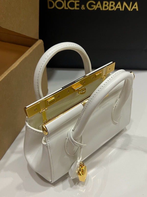 Dolce & Gabbana Mini Marlene 19cm Bag in White Calfskin