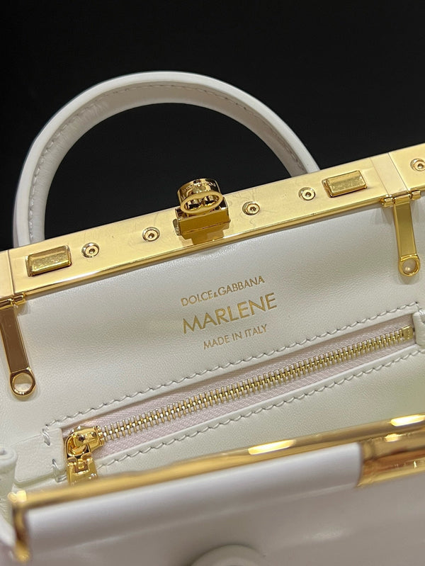 Dolce & Gabbana Mini Marlene 19cm Bag in White Calfskin