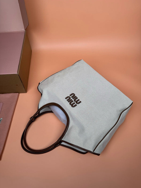 MIU IVY CANVAS 37CM LARGE TOTE BAG