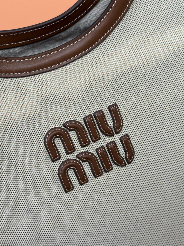 MIU IVY CANVAS 37CM LARGE TOTE BAG