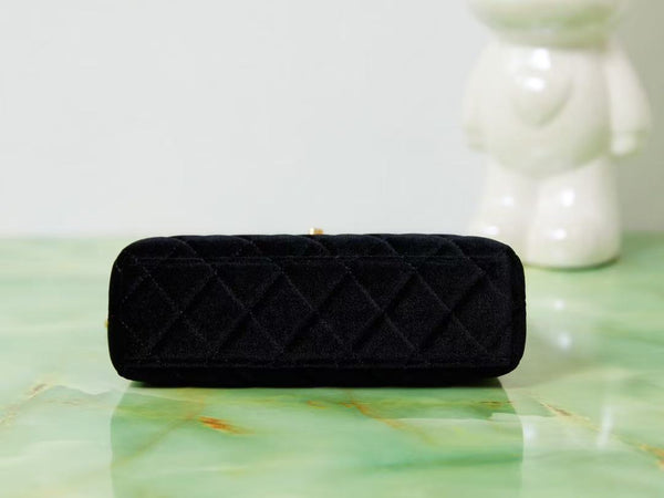 CC Quilted Mini Kelly Bag Black Velvet
