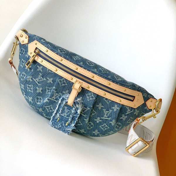 LV High-rise Bumbag Denim Blue Montage-coated Canvas