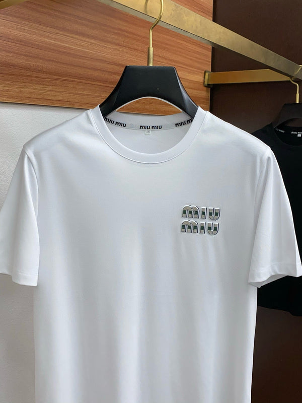Miu Crew Neck T Shirt Cotton