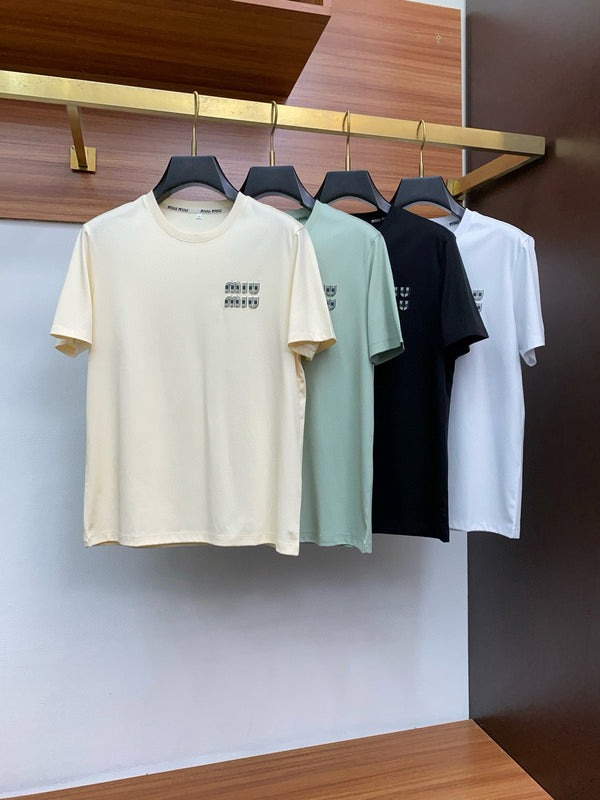 Miu Crew Neck T Shirt Cotton