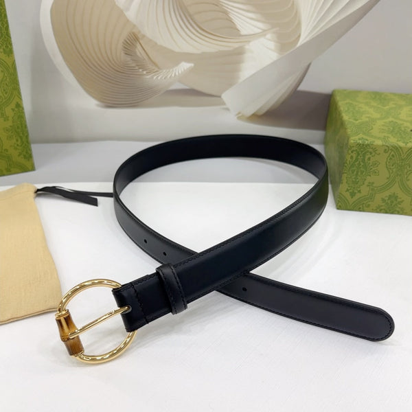 GG BELT CASUAL SQUARE BUCKLE 30MM BLACK LEATHER