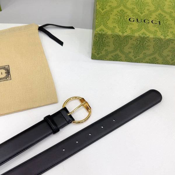 GG BELT CASUAL SQUARE BUCKLE 30MM BLACK LEATHER