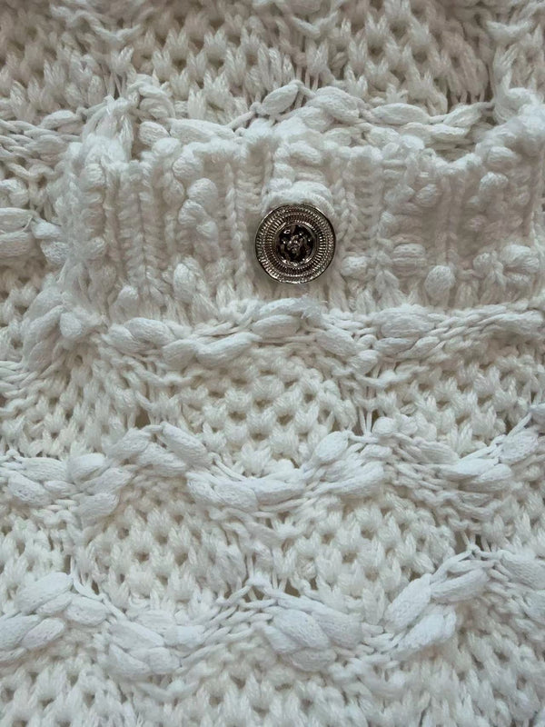 Chanel 25 White Knitted Viscose Fiber Mid-Length Dress