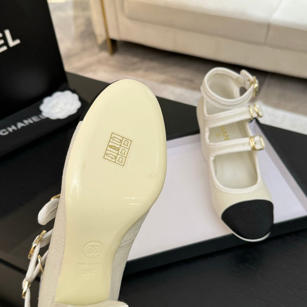 CC 25S Mary Jane 70mm Triple Strap Fabric Grosgrain