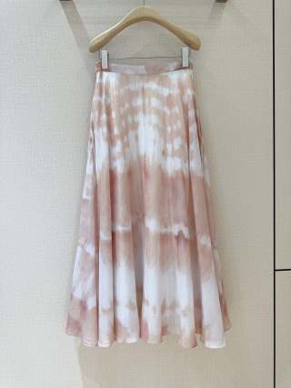 CD High-waist Tie-dye Pattern Skirt Pink mix White Cotton