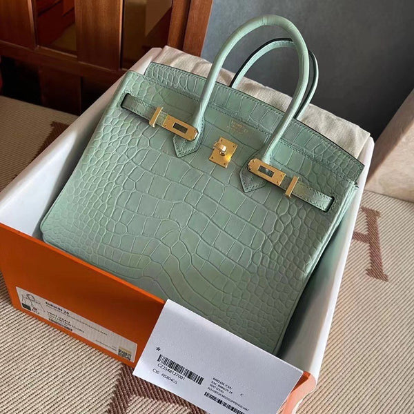 HM BIRKIN 25cm D'Eau Matte Alligator Leather Gold Hardware