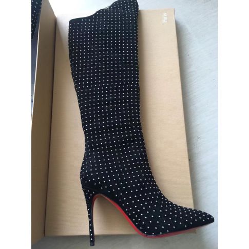 CL Alta Botta Plume Boots 100mm Suede Studded Black