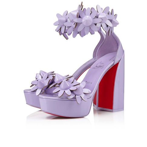 CL Daisy Spikes Alta Pumps 130mm Patent Calf Leather Lilac Smoke