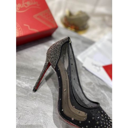 CL Follies Strass Pumps 100mm Glitter Black