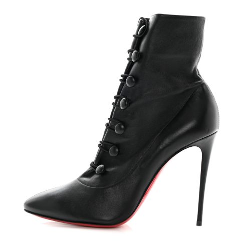 CL French Tutu Button Ankle Boot 100mm Calfskin Black