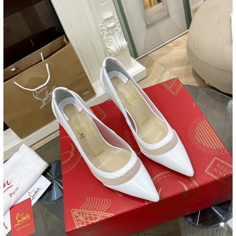 CL Galativi Pumps 85mm Mesh and Leather White