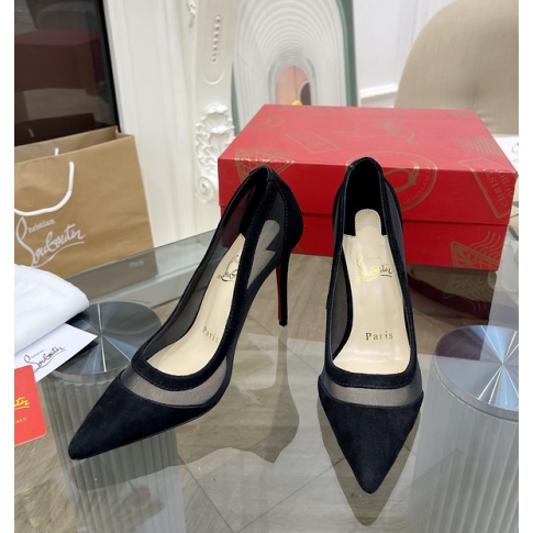CL Galativi Pumps 85mm Mesh and Suede Black