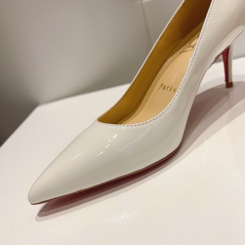 CL Kate 70 mm Pumps Patent Calf Leather White