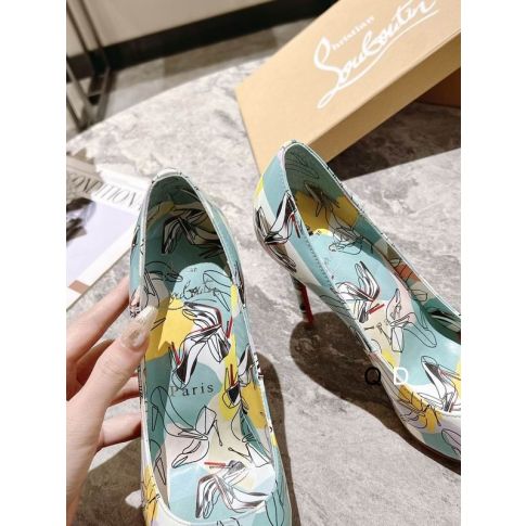 CL Kate Pumps 100mm Graphic Printed Multicolor Patent Leather