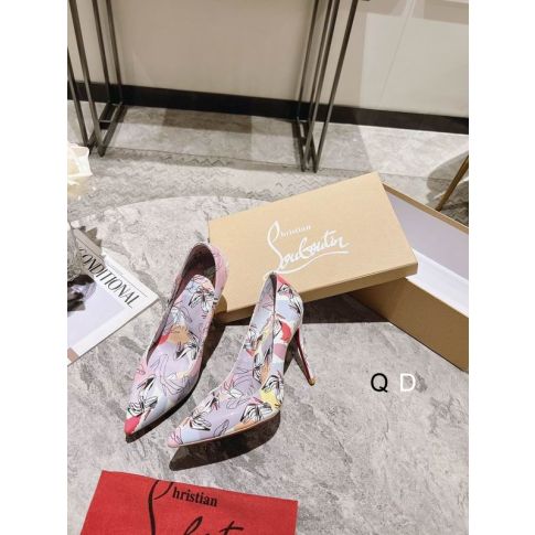 CL Kate Pumps 100mm Graphic Printed Purple Patent Leather