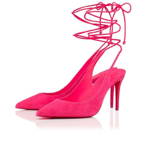 CL Lace Up Kate Pumps 85mm Veau Velours Pink