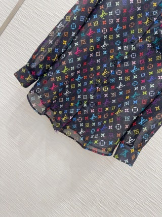 LV 25 Slightly Transparent Shirt Black White Polyester