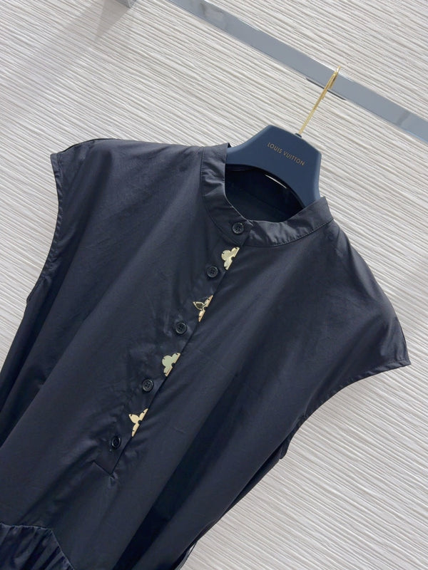 LV 25 Abito gilet semplice ed elegante in cotone bianco nero