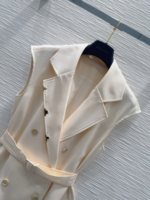 LV 25 Versatile Vest Jacket Black Beige Polyester