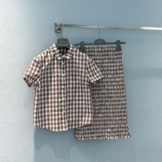 Prada 25 Plaid Set White mix Colors Cotton