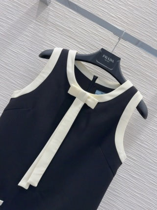 Prada 25 Sleeveless Dress Black and White Polyester