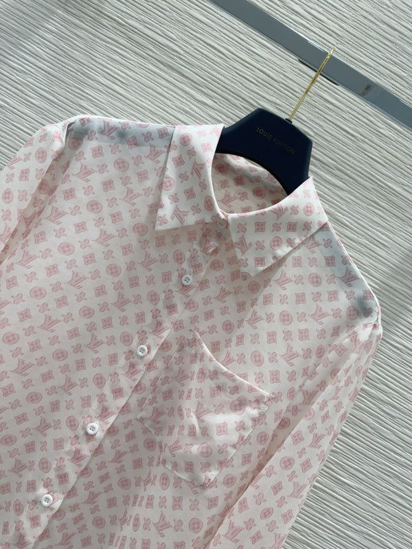 LV 25S Slightly Transparent Set Pink White Poliester