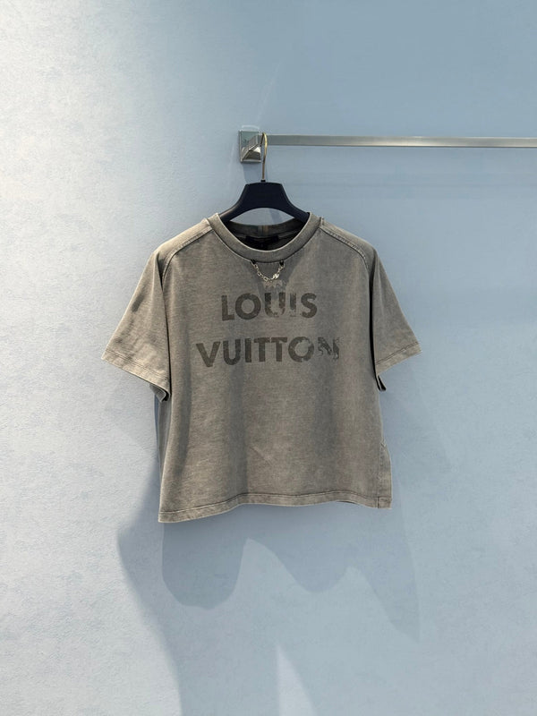 LV Slit T- shirt Brown Grey Cotton