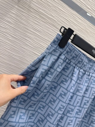 Fendi 25 Trouser Blue Brown Poliamide