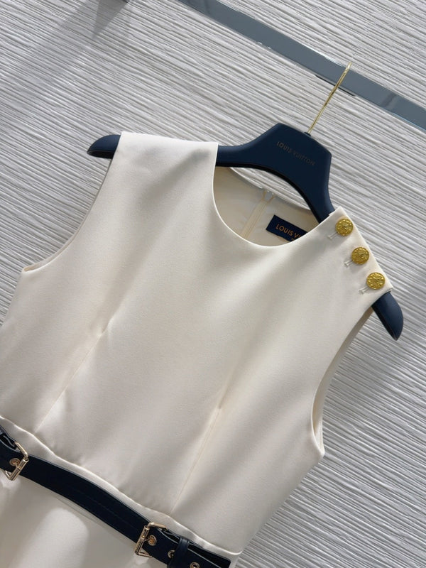 LV 25 Irregular Vest Dress Black Beige Cotton Poliester