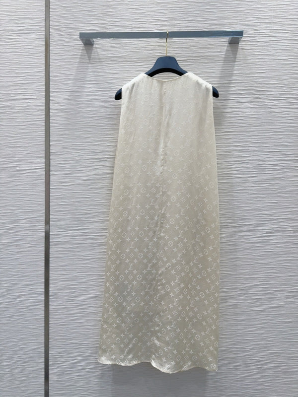 LV 25 Custom Zipper Collar Dress Black White Viscose Rayon