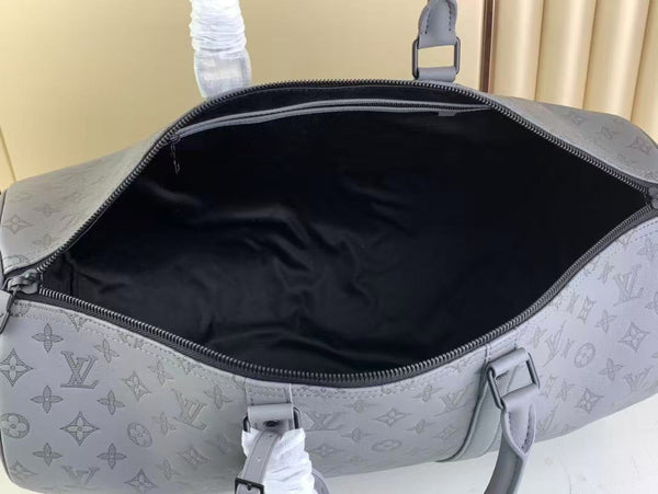 LV Keepall 50B Anthracite Grey Monogram Shadow Calfskin
