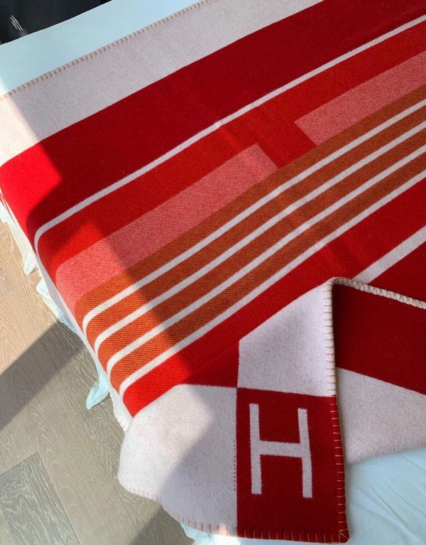 HM Avalon Throw Blanket Red Wool Cashmere