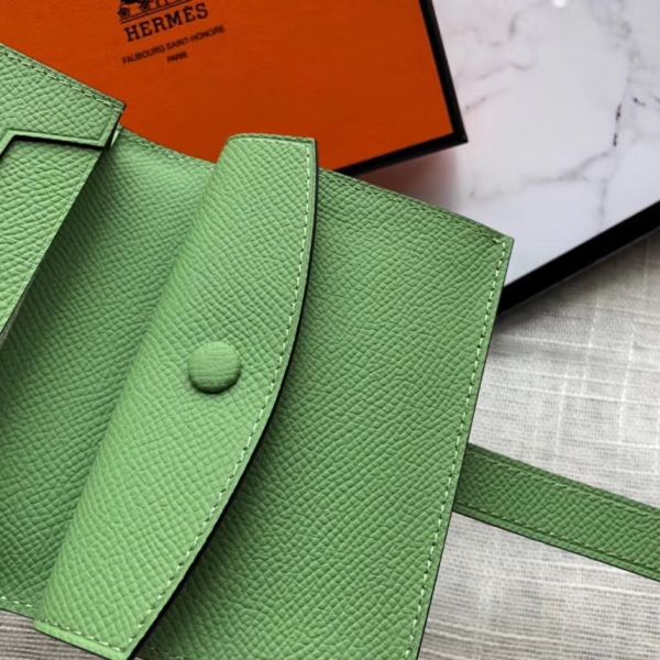 HM Bearn 10cm Mini Wallet In Vert Criquet Epsom Leather