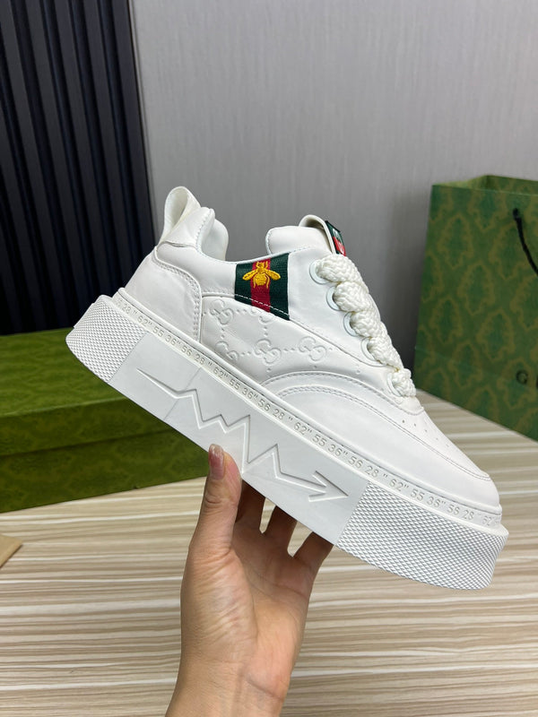 GG SCREENER LEATHER WHITE TRAINERS