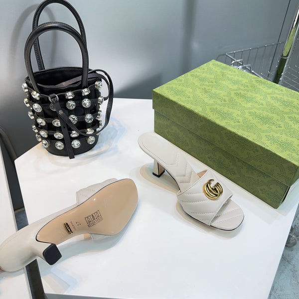 GG SANDALS HIGH-HEELED WHITE