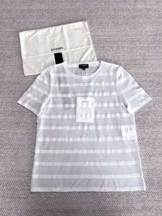 CC See-through Striped Short Sleeves T- shirt Cotton