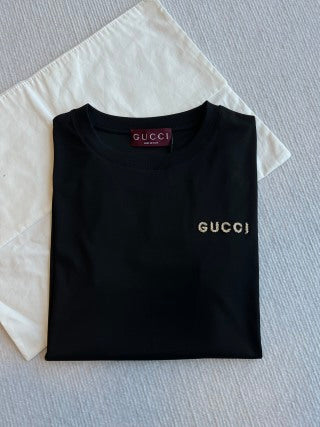 Gucci 25 Embossed Letter Short Sleeves T-shirt Cotton