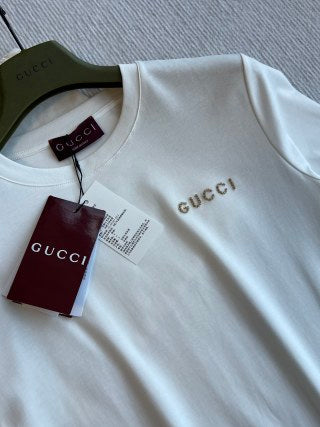 Gucci 25 Embossed Letter Short Sleeves T-shirt Cotton