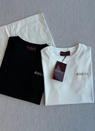 Gucci 25 Embossed Letter Short Sleeves T-shirt Cotton