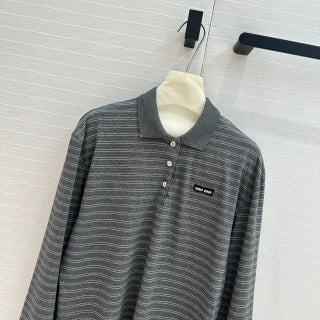 Miu Miu 25 Set a righe in cotone grigio