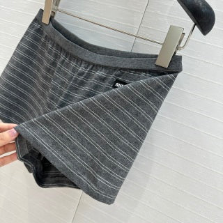 Miu Miu 25 Set a righe in cotone grigio