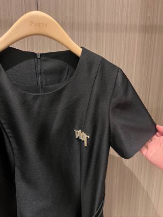 CD short-sleeved Dress Wool Silk Cotton