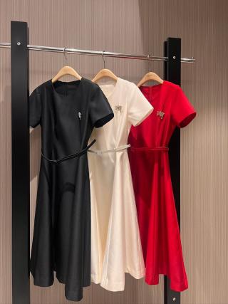 CD short-sleeved Dress Wool Silk Cotton