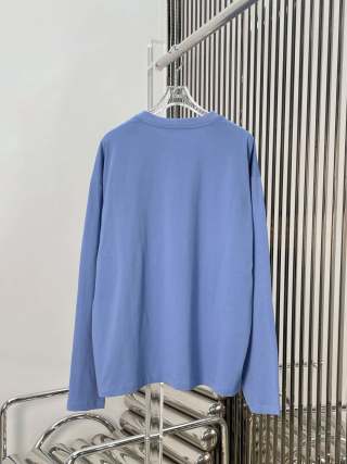 T-shirt a maniche lunghe in cotone con 25 lettere ricamate Miu Miu